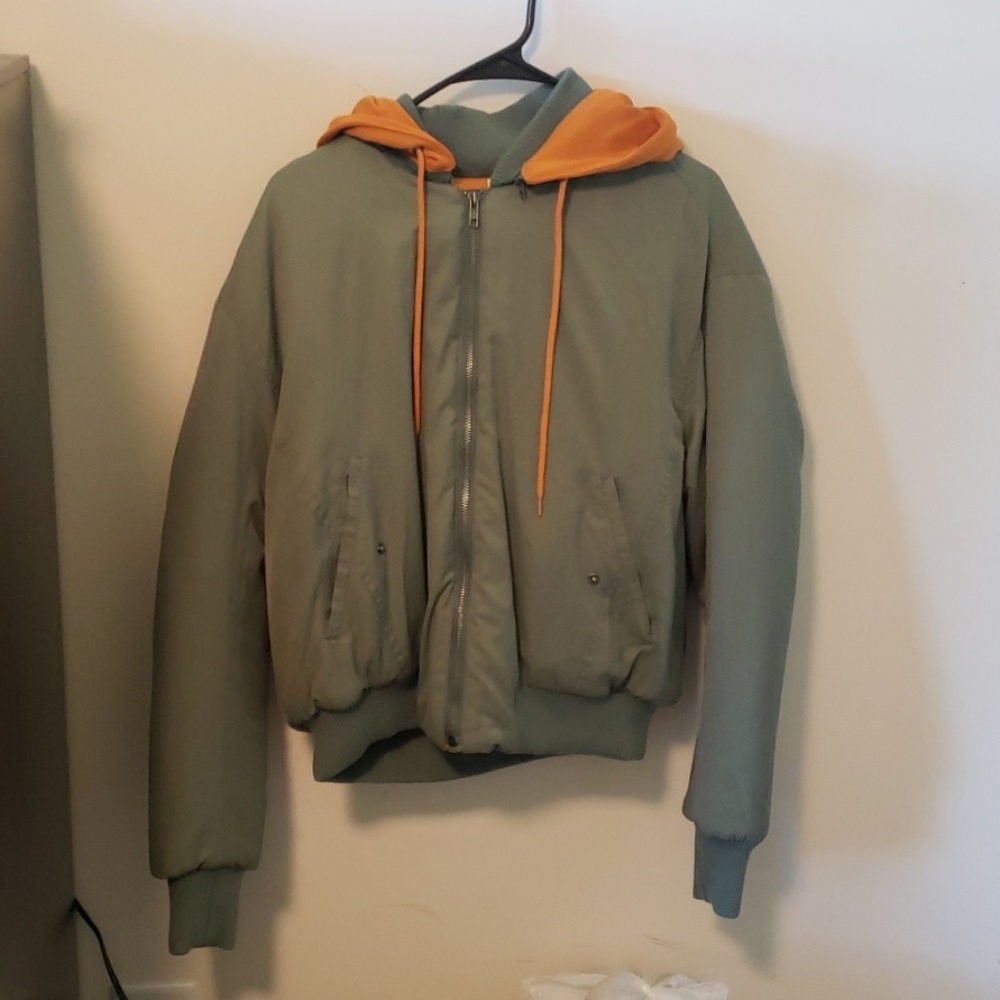 Bomber Jacket with Detachable Hood NWOT